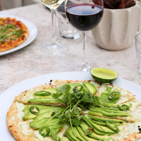 Waterfront Avocado Pizza at Malibu Farm Tiburon